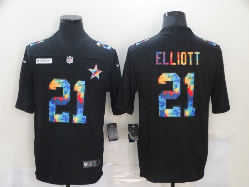 Men Dallas Cowboys 21 Ezekiel Elliott Rainbow Edition black 2020 Nike NFL Jerseys